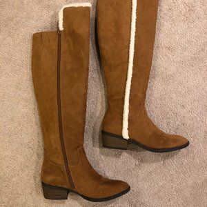 MIA Chestnut Suede Zippered Knee High Boots, Sz 7